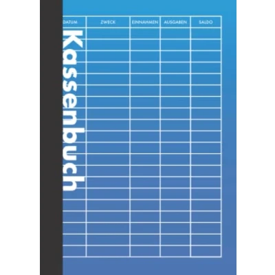 Abbildung von Kassenbuch A6 Blau: 110 Seiten 55 Blatt Einfaches Einnahmen Ausgaben Buch Handliches Format