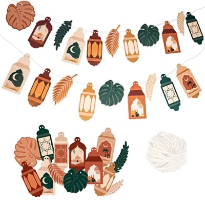 Abbildung von Papierdrachen 10m Girlande als Dekoration für Ramadan Boho Deko zum Basteln Jungen, Mädchen &amp; Erwachsene wunderschöne dekorative Gestaltung zu Set 2