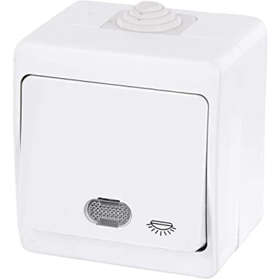 Abbildung von Aufputz Taster IP54, Licht Symbol, LED, All in One, Serie G1 reinweiß