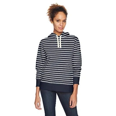 Abbildung von Amazon Essentials Damen Fleece Kapuzenpullover (in Übergröße erhältlich), Marineblau Streifen, XXL