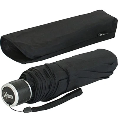Abbildung von iX brella Mini Ultra Light Damen Taschenschirm mit großem Dach extra leicht schwarz