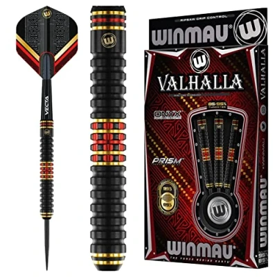 Abbildung von WINMAU Valhalla 22 Gramm Profi Stahlspitze Wolfram Dartpfeile mit Flüge und Stiele (Wellen)