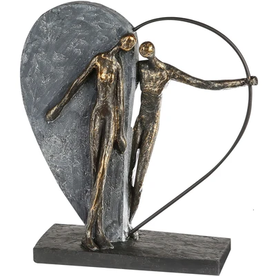 Abbildung von Casablanca modernes Design Gilde Deko Skulptur Figur Heartbeat Herzklopfen Liebe Metall, Poly bronzefarben, grau Höhe 31 cm