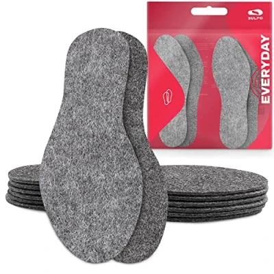 Abbildung von SULPO 4 Paare Filz Einlegesohlen Herren und Damen Winter Schuhsohlen Isolierende warm Filzsohlen für Schuhe Wintereinlage Größe 36 46