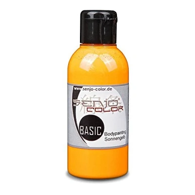 Abbildung von Bodypainting Farben Senjo Color Basic 75ml Gelb I Gesichts &amp; Körperfarbe Karneval, Fasching Pinsel Airbrush Farbe