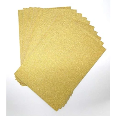 Abbildung von A4 Gold Glitzer Karton, Glitzerpapier, fusselfrei, glitzernd, Bastelpapier, 250 g/m², Bastelkarton, Glitzer, säurefrei (Gold, 10 Blatt)