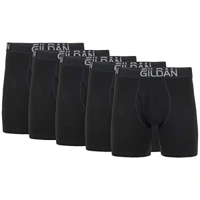 Abbildung von Gildan Herren Cotton Stretch Boxer Brief, Multipack Retroshorts, Schwarzer Ruß (5er Pack, normales Bein), X Large
