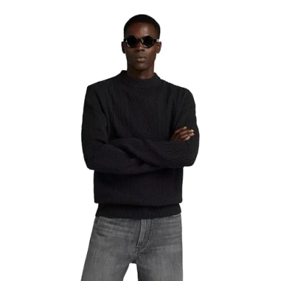 Abbildung von G Star RAW Herren Cable Knitted Pullover, Schwarz (dk Black D23939 D447 6484), M
