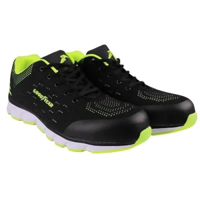 Abbildung von Goodyear Männer Frauen Unisex Arbeitskleidung Sport Comfort Sole Composite Metal Free Safety Toe &amp; Midsole Arbeitssicherheit Trainer S1P SRA, Schwarz / Grün, 45 EU