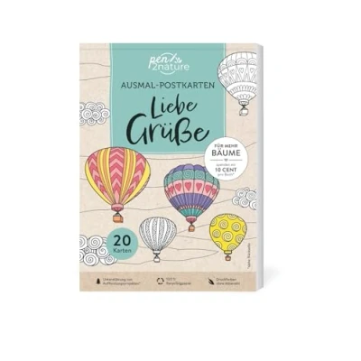 Abbildung von Ausmal Postkarten Liebe Grüße 20 Karten: Mit liebevollen Motiven zum Ausmalen und Verschenken 100% Recyclingpapier (pen2nature books)