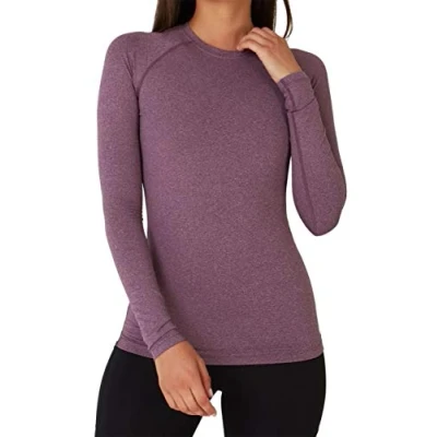 Abbildung von TCA Thermounterwäsche Damen Extra Warm Thermo Unterwäsche für Sport Thermoshirt Funktionsshirt Langarm Kompressions Laufoberteil Lila, XL
