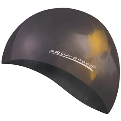 Abbildung von Aqua Speed Bunt Schwimmkappe + Kleines Mikrofaserhandtuch Damen &amp; Herren Badekappe wasserdicht Bademütze Badehaube Bunte Schwimmhaube für Kinder Swim Cap Silicon 45. / 47