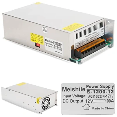 Abbildung von MEISHILE Trafo DC 12V 100A 1200W Schalternetzteil 230V AC auf Netzteil Transformator Industriell Adapter 0 80A LED Lichtleiste Lampe Halbleiter Motor Pumpe Winde Amplifier SMPS 110V/220V
