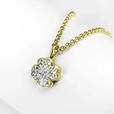 Abbildung von Ponytail&amp;Co Anhänger Klee mit Kristallen Gold