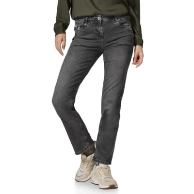 Abbildung von Cecil MIT BOUCLÉDETAIL Jeans Slim Fit, Damen, Größe: 34x30, Grau