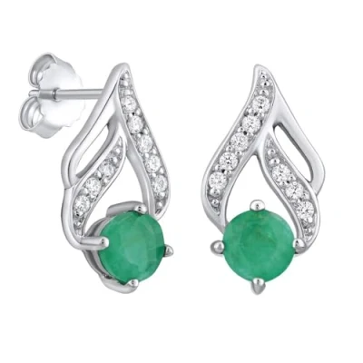 Abbildung von SILVEGO Damen Ohrringe aus 925 Sterling Silber mit echtem grünem Smaragd