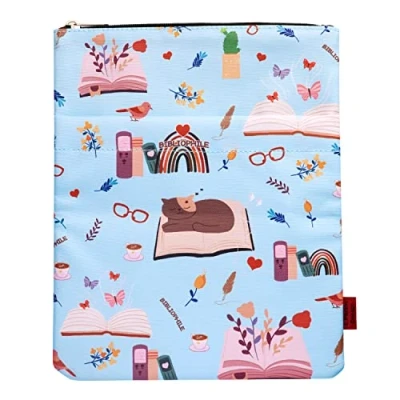 Abbildung von Buchhülle für Buchliebhaber, Bibliophile Buchschutz, Buchhüllen Taschenbücher, waschbarer Stoff, mit Reißverschluss, Medium 11 Zoll x 8,7