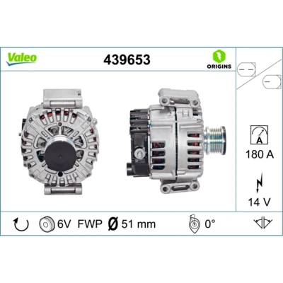 Abbildung von VALEO 439653 Lichtmaschine 14V 180A MERCEDES BENZ: C Class T modell, Vito Minibus, Saloon