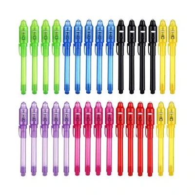 Abbildung von DazSpirit 30 Stück Geheimstift mit UV Licht Kinder, Mitgebsel Kindergeburtstag Zauberstifte Kinder zum Schreiben Geheimer Nachrichten, Stift für Gastgeschenke, Kindergeburtstag,
