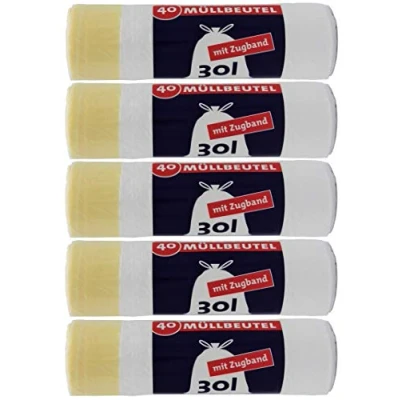 Abbildung von Ulith Müllbeutel mit Kordelzug, 30 Liter, 40 pro Rolle, Weiß