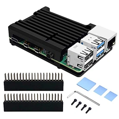 Abbildung von GeeekPi Raspberry Pi 4 Gehäuse, CNC Armor Case mit passiver Kühlung/Wärmeableitungskühlkörper für 4B(Schwarz)