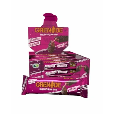 Abbildung von Grenade Dunkle Schokolade &amp; Himbeere Proteinriegel Proteinreich Zuckerarm 12 x 60 g