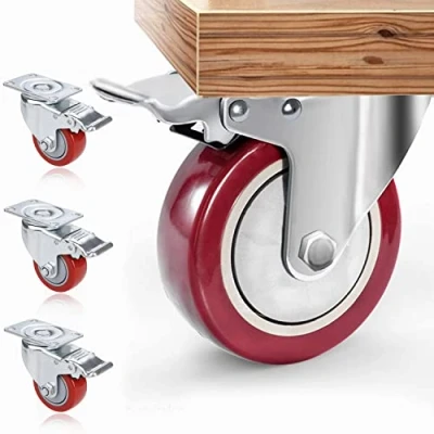 Abbildung von 4 Stück Möbelrollen, Schwerlastrollen mit Bremsen, Rollen für Möbel 75mm Maxi 544KG, Lenkrollen Möbel, Keine Spuren &amp; Leise, Transportrollen Palettenmöbel, Industrierollen