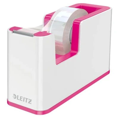 Abbildung von Leitz Klebeband Tischabroller, Fester Stand, Klebebandabroller inkl. Klebeband, Weiß/Pink, Duo Colour, WOW, 53641023