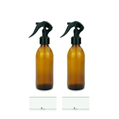Abbildung von mikken 2 Sprühflaschen 200 ml Glas braun mit Etiketten
