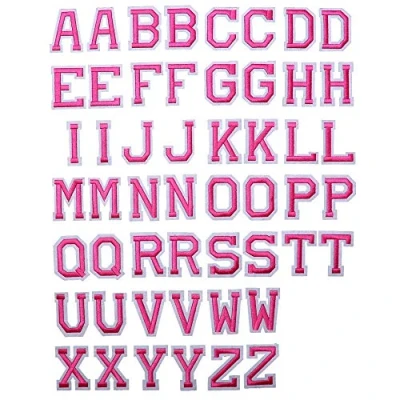Abbildung von J.CARP 52Pcs Pink Alphabet A to Z Patches, Iron on Sew Letters for Clothing, Hats, Shoes, Backpacks, Handbags, Jeans, Jackets etc.