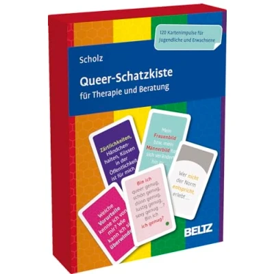 Abbildung von Queer Schatzkiste für Therapie und Beratung: 120 Karten die Arbeit Mit Jugendlichen Erwachsenen. 20 seitigem Booklet in stabiler Box, Kartenformat 5,9 x 9,2 cm (Beltz Therapiekarten)