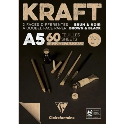 Abbildung von Clairefontaine 975817C Block Kraftpapier (60 Blatt, DIN A5, 14,8 x 21cm, 90g) 1 Stück, braun