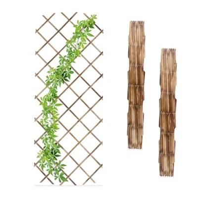 Abbildung von Relaxdays Rankgitter ausziehbar, 3er Set, Rankhilfe Kletterpflanzen, 180x90 cm, Garten, Balkon, Terrasse, Holz, Natur