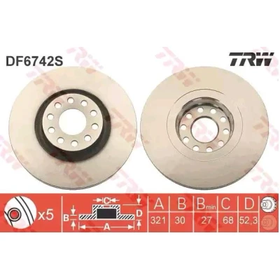 Abbildung von TRW DF6742S Bremsscheibe 321 30 5 112 Belüftet lackiert VOLKSWAGEN: Passat B5 GP Estate, Saloon