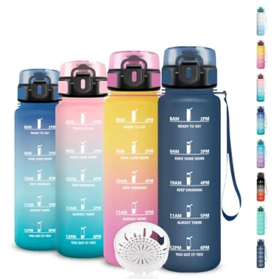 Abbildung von Trinkflasche Kinder 500ml Trinkflasche, Auslaufsicher Kinder, Kohlensäure Geeignet, mit Zeitmarkierung und Filter, Leicht zu Reinigen, für Reisen, Outdoor