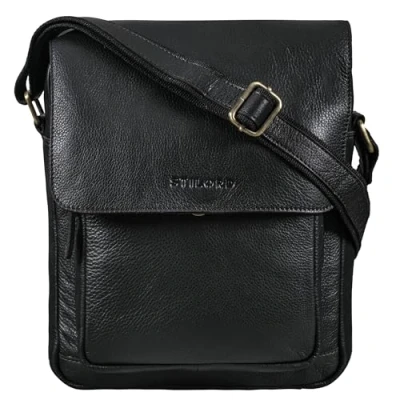 Abbildung von STILORD &#039;Ragnar&#039; Kleine Umhängetasche Herren Leder Herrenhandtasche zum Umhängen Schultertasche Männer Tablet Tasche Messenger Bag klein Echtleder, Farbe:schwarz