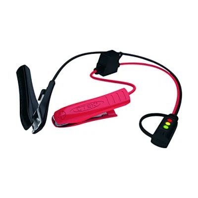 Abbildung von CTEK COMFORT INDICATOR CLAMP Robuste Klemmen für schnelles Anschließen an die Batterie, zeigt den Batteriestatus