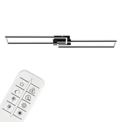 Abbildung von BRILONER LED Deckenlampe mit Fernbedienung, dimmbar, einstellbar von warmweiß bis neutralweiß, Lampe, Deckenleuchte, Wohnzimmerlampe, Schlafzimmerlampe, Küchenlampe, 110x24,8x7,8 cm, Schwarz