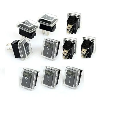 Abbildung von Switian 10 Stück 3A 250 V/6A 125 V AC 2 Pin I/O Kippschalter, Mini Boat Schalter SPST Druckknopf Wippe für Auto Boot Haushaltsgeräte, Schwarz, Schutzkapp