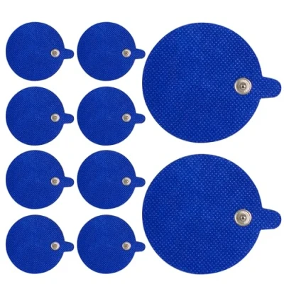 Abbildung von Med Fit TENS Elektroden 60 mm runde Ersatz Elektrodenpads mit Bolzen Packung insgesamt 8 Pads (blau, 6 cm rund)