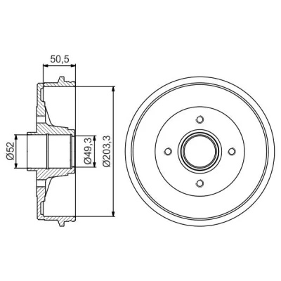 Abbildung von BOSCH 0 986 477 211 Bremstrommel mit Radlager 234 Hinterachse RENAULT: CLIO 2, DACIA: Sandero I