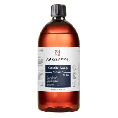 Abbildung von Naissance Castile Seife BIO (Nr. 407) 870ml Natürliche zertifizierte unparfümierte Flüssigseife vegan, frei von SLS und SLES
