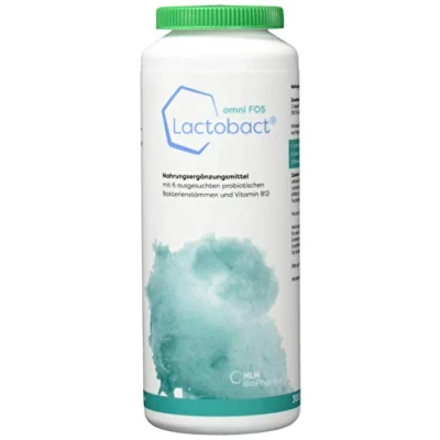 Abbildung von Lactobact Omni Fos, 300 Kapseln Vitamin B Kombination aus der Chlorella vulgaris Alge und Synbiotikum