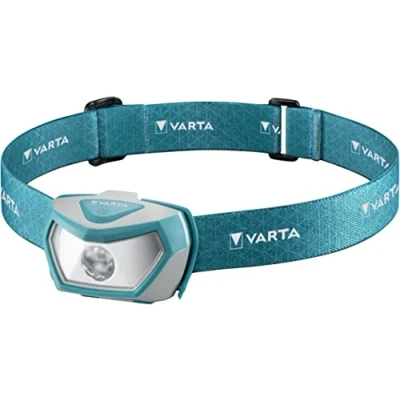 Abbildung von VARTA Stirnlampe LED inkl. 3x AAA Batterien Kopflampe, Outdoor Sports H10 Pro, zwei Leuchtmodi, spritzwassergeschützt, Dimmfunktion, mit schwenkbarem Kopf, blau
