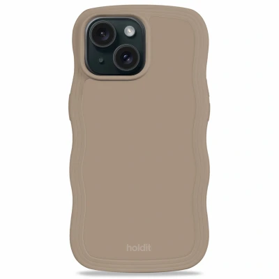 Abbildung von Holdit Wavy TPU Back Cover Braun Apple iPhone 13/14/15