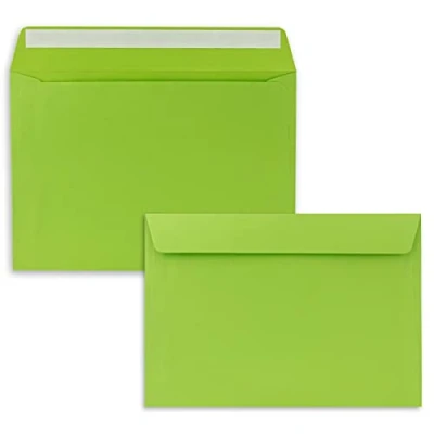 Abbildung von 25x Briefumschläge DIN C5 Hellgrün (Grün) 16,2 x 22,9 cm Haftklebung Edle Kuverts für große Einladungen und Karten zum Geburtstag oder Hochzeit