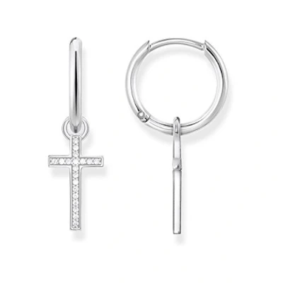 Abbildung von Thomas SABO Creolen Kreuz Ohrringe silvercoloured, Damen, Größe: One Size, Silver coloured