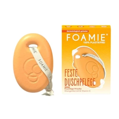 Abbildung von Foamie Feste Duschpflege Orange Sprizz 3 in 1: Reinigt, Massiert &amp; Pflegt Mit Monoi Öl Sommerlicher Duft Feuchtigkeitsspendend pH hautneutral Vegan Plastikfrei 80g