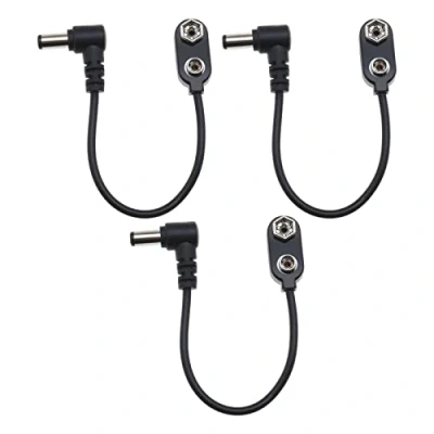 Abbildung von YINETTECH 3 Stück 9V Battery Clip Converter Cable 5.5mm 2.1mm Male Plug 9 Volt Power Supply Snap Connector for Guitar Effect Pedal