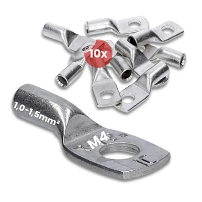 Abbildung von 10 Stück Kalitec HR1 4 Handelsübliche Rohrkabelschuhe 1,0 1,5mm² M4 I ohne Sichtloch Made in Germany